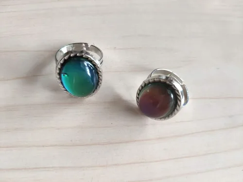 Vista 6 de 2 anillos ovalados para el estado de ánimo, estilo retro, ajustable, para amantes y amigos, talla única