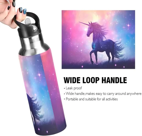 Vista 4 de STAYTOP Taza de acero inoxidable con aislamiento portátil al vacío, botella deportiva a prueba de fugas, taza de viaje con pajita, adecuada
