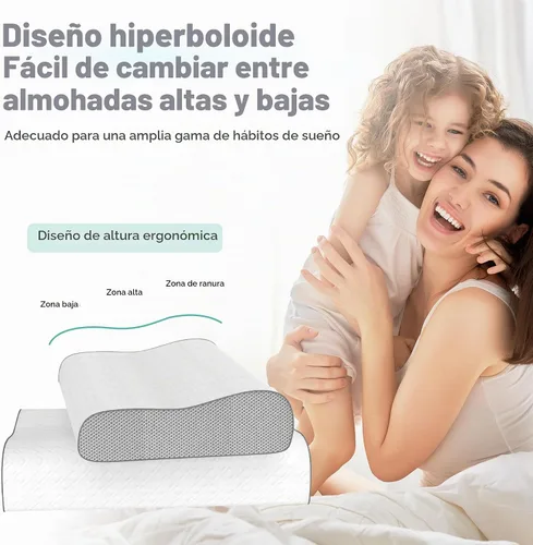 Vista 6 de Almohada cervical para aliviar el dolor de cuello, almohada de espuma viscoelástica, almohada ergonómica de contorno ajustable para dormir de lado