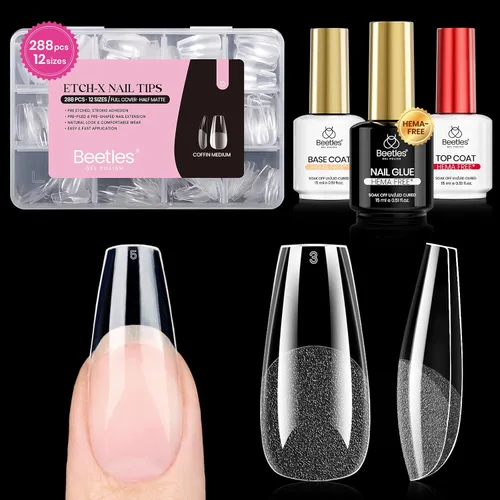 Vista 15 de Beetles - Kit de uñas de gel, 288 puntas de uñas medianas de almendra