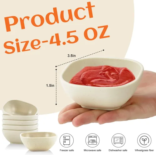 Vista 2 de Homienly Juego de 6 tazas de paja de trigo, tazas de salsa irrompibles de 4.5 onzas y tazas de salsa, tazas de condimento para tazas de charcutería