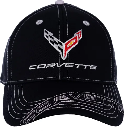 Vista 9 de JH DESIGN GROUP Men's Chevy Corvette C8 Logo Cap Adjustable Black Hat