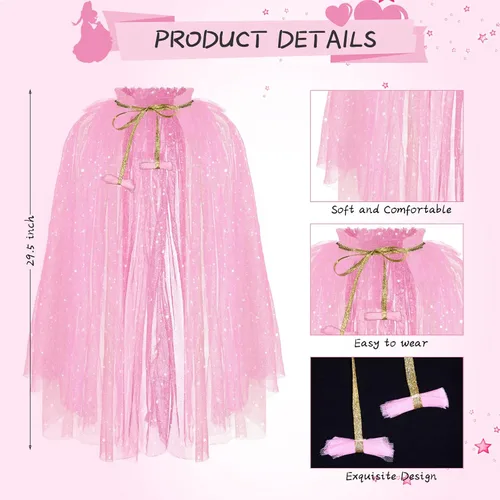 Vista 2 de JaGely 6 piezas de capa de princesa para fiesta de disfraces de niñas