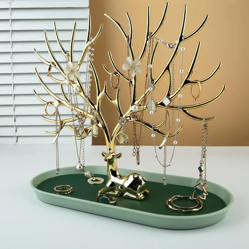 Vista 3 de MORE&LESS Antlers - Soporte de exhibición de joyas, estante de torre de árbol, organizador colgante para anillos, aretes, collares, pulseras