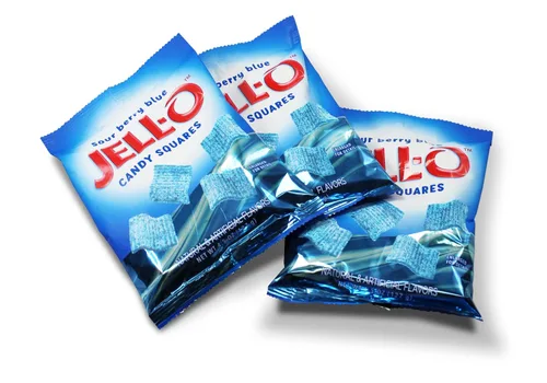 Vista 2 de Morris National Inc JELL-O™ Sour Candy Squares Sour Berry Blue Dulces masticables agridulces Tamaño compartido, 4.5 onzas, 12 paquetes