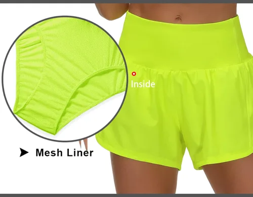 Vista 6 de THE GYM PEOPLE - Pantalones cortos deportivos de entrenamiento para mujer, con cintura alta, de secado rápido, con forro de malla y bolsillos