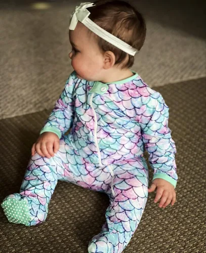 Vista 2 de UNIFACO Pijama de una pieza con pies para bebés y niñas de 0 a 12 meses con cierre de cremallera frontal