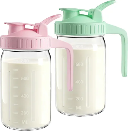 Vista 21 de Jarra Mason Jar de 64 onzas – Jarra de vidrio hermética y a prueba de fugas con tapa, perfecta para té helado, té solar, cerveza fría, leche