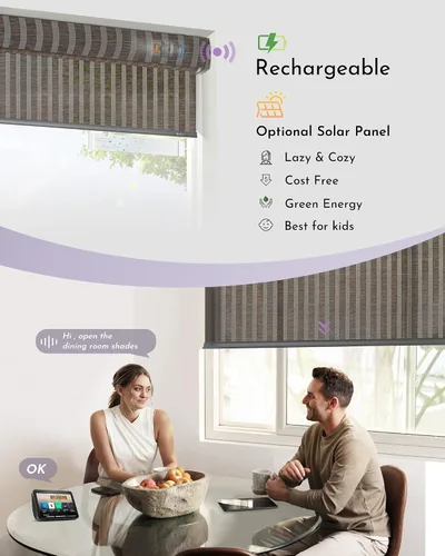 Vista 3 de Graywind Persianas enrollables inteligentes, persianas tejidas naturales para ventanas, control Alexa y Google, persianas motorizadas con control