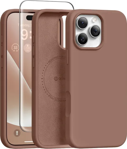 Vista 131 de GONEZ Funda magnética para iPhone 12 Case / 12 Pro Case, compatible con MagSafe, [protector de pantalla + protector de lente de cámara], funda