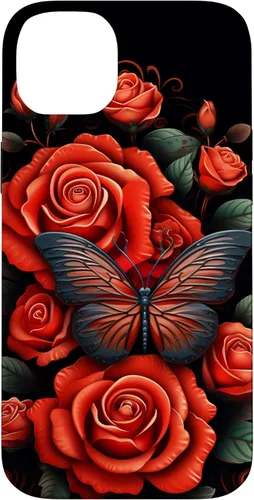 Vista 15 de Cute Butterfly Red Floral Flower Butterfly Rose Case for iPhone 17