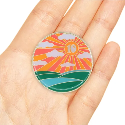 Vista 7 de Chip de sobriedad de 10 años, símbolo de afirmación de regalo de recuperación de monedas AA Sunlight of The Spirit Medallón chapado en oro que