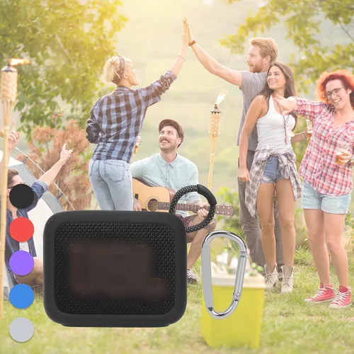 Vista 9 de Funda de silicona Lebakort compatible con altavoz portátil JBL GO 4 (Funda negra)