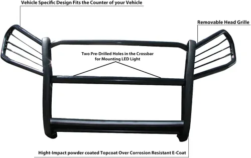 Vista 4 de Black Horse Rejilla protector de cepillo para parachoques Modular en negro Compatible con Toyota RAV4 2006-2018-17A093902MA