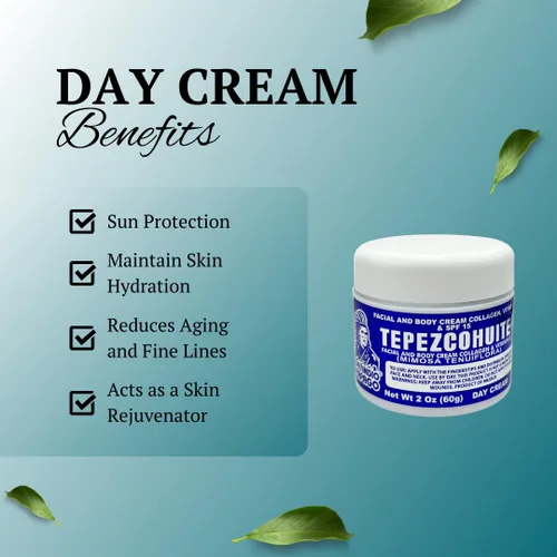 Vista 2 de DEL INDIO PAPAGO Crema Facial Día Piel con Tepezcohuite 2.12 oz Pequeño - Colageno Y Vitamina E Corporal - Hidrata la Piel