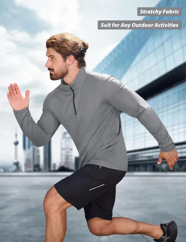 Vista 42 de MAGCOMSEN Sudadera de golf de manga larga con forro polar para hombre, con cremallera de 1/4, térmica, para correr