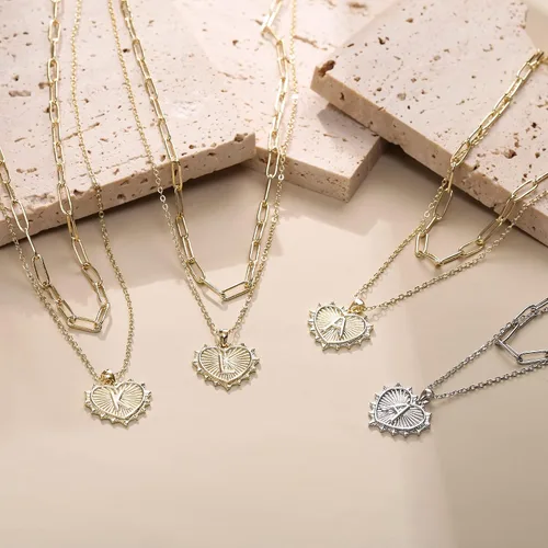 Vista 6 de Dainty Layered Necklaces for Women Pendant Initial Necklace Chain Necklace Simple Adjustable for Women