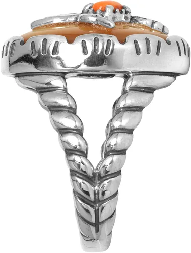Vista 3 de Anillo de plata de ley del oeste americano para mujer diseño de colibrí con madreperla y lapislázuli tallas 5 a 10