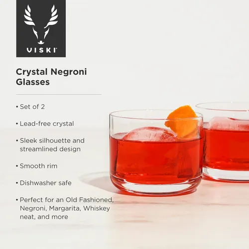Vista 2 de Viski Raye Crystal Negroni - Vasos de cóctel Lowball de alta calidad, vasos de 8 onzas, juego de 2