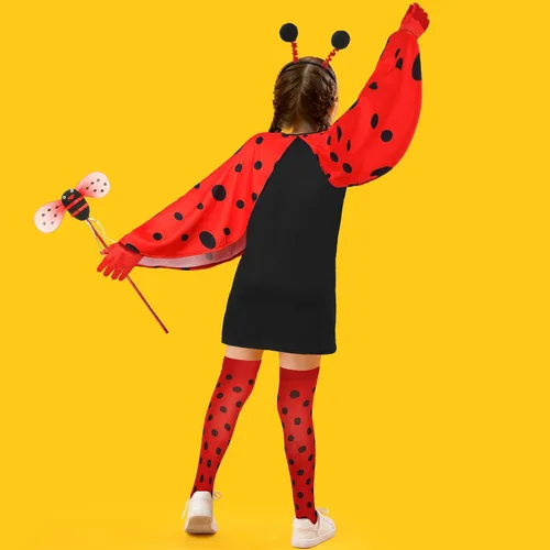 Vista 5 de Disfraz de mariquita de Halloween para niños pequeños con alas, disfraz de chinche para niños y niñas, juguete de Navidad para fiesta de simulación