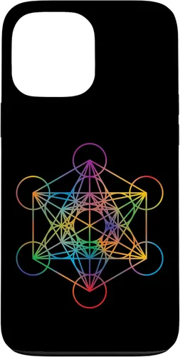 Vista 24 de iPhone 16 Geometría Sagrada Metatrón Cubo Chakra con Funda Geométrica
