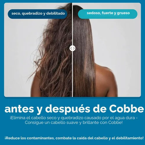 Vista 4 de Cobbe Cabezal de ducha filtrado con mano, 6 modos de pulverización, filtros suavizantes de agua, elimina el cloro y reduce la piel seca, níquel
