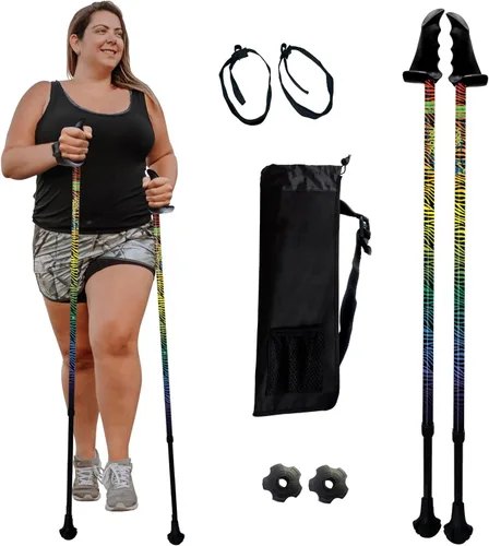 Vista 27 de York Nordic Bastones de senderismo motivadores grandes y altos para equilibrio y rehabilitación, 2 piezas, fuertes bloqueos de botón, patas de goma