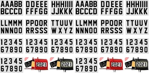 Vista 9 de 100 calcomanías reflectantes para números de buzón, autoadhesivas, reflectantes en letras mayúsculas, calcomanías de vinilo para buzón para Negro