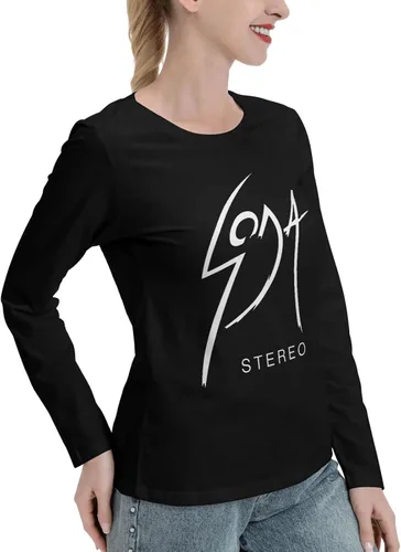Vista 2 de Soda Stereo Logo Long Sleeve Womens Casual Loose Round Neckline Pullover