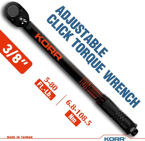 Vista 2 de KORR Tools KTW002 Llave dinamométrica de clic de 3/8 pulgadas (5-80 ft.-lb.)