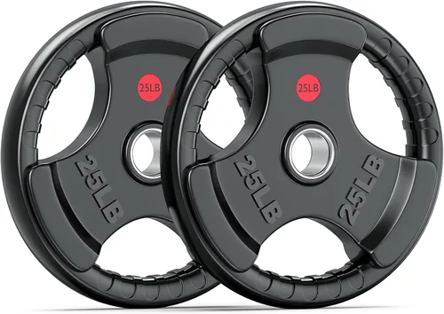 Vista 21 de XDDIAS Placas de peso de goma para barra, placa de agarre olímpico de 2 pulgadas para entrenamiento de fuerza, levantamiento de pesas y culturismo