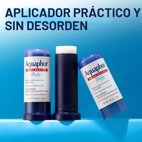 Vista 5 de Aquaphor Bálsamo curativo para bebés con aceite de aguacate y manteca de karité, barra de 0.65 onzas