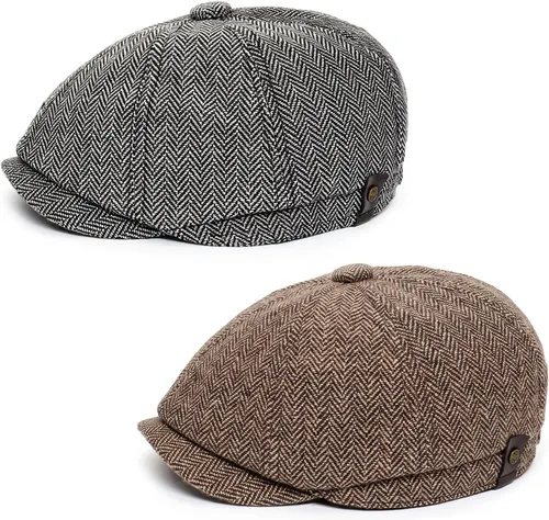 Vista 8 de Gvhntk 2 gorras planas de espiga para hombre