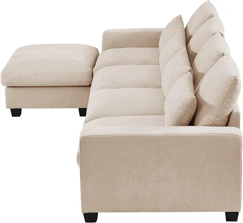 Vista 6 de Moderno sofá seccional grande en forma de L, sofá convertible con diván reversible para sala de estar