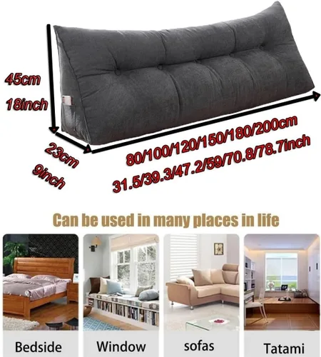 Vista 2 de EORNOW Almohada de cuña para cabecero, almohada de lectura de cuña para cama/sofá, cojín triangular para respaldo grande con funda extraíble