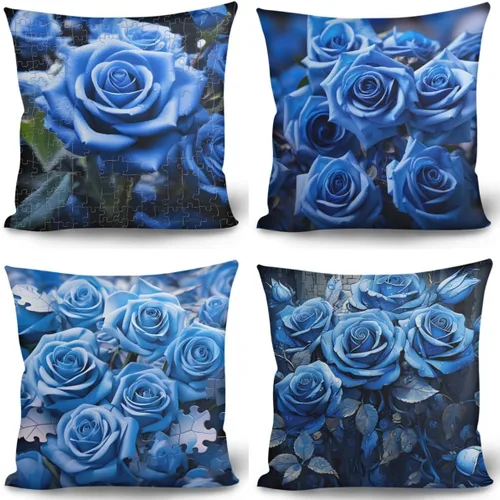 Vista 15 de GLUDEAR Juego de 4 fundas de almohada decorativas de 18 x 18 pulgadas, fundas modernas para dormitorio, sofá, sala de estar, decoración del hogar