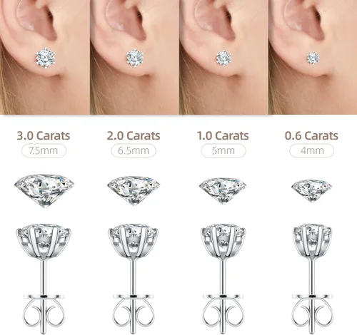 Vista 6 de Aretes para mujer, regalos para esposa y mamá, aretes de moissanita de 0.6 quilates y 3 quilates, regalo de joyería de aniversario para esposa
