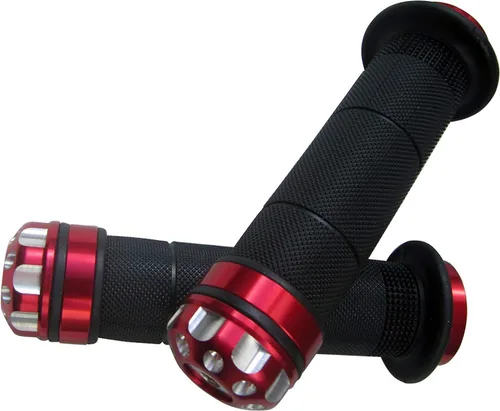 Vista 2 de Puños para manillar de motocicleta de 0.866 in de gel con barra CNC roja para Ducati Scrambler Classic 2017