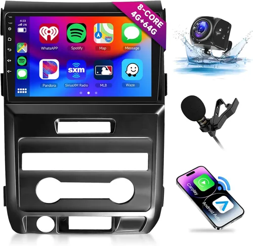Vista 8 de Hodozzy Estéreo de coche 4G+64G para Ford F-150 2009-2012, Android 9 pulgadas pantalla táctil Radio F150 con Carplay inalámbrico y Android Auto