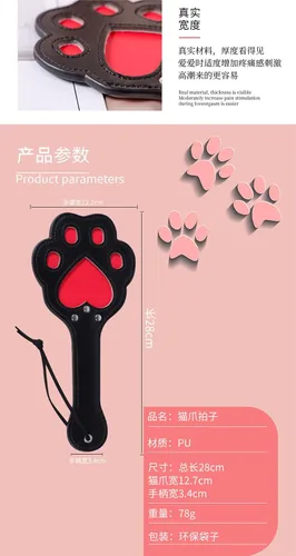 Vista 5 de Adorables paletas de gato con pata de gato. Flogger para adultos, sumiso, SM BDSM, bondage, defensa sexual, provocación sexual, estimulador