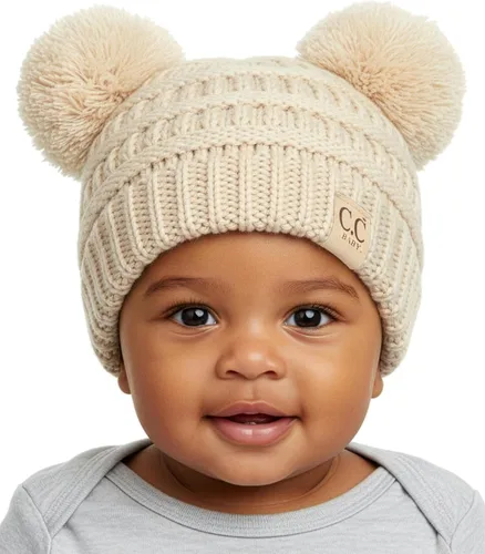 Vista 57 de Funky Junque Gorro de invierno con doble pompón para bebé de 0 a 12 meses, bonito gorro de punto acogedor para clima frío Patrón de tejido