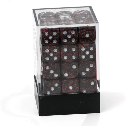 Vista 4 de Chessex Juego de dados poliédricos de volcán plateado moteado de 0.472 in – Compatible con Calabozos y Dragones, Pathfinder y otros juegos de rol