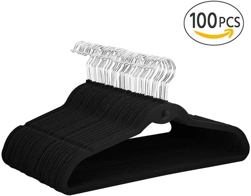 Vista 8 de Yaheetech Perchas de terciopelo antideslizantes en cascada – Resistentes – Perchas para trajes, ahorro de espacio, gancho giratorio de 360°