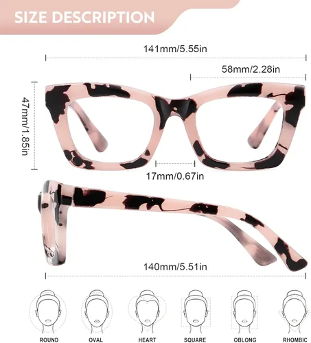 Vista 4 de Gafas de lectura para mujer, con bloqueo de luz azul, filtro UV cuadrado, lentes de lectura para hombres y mujeres