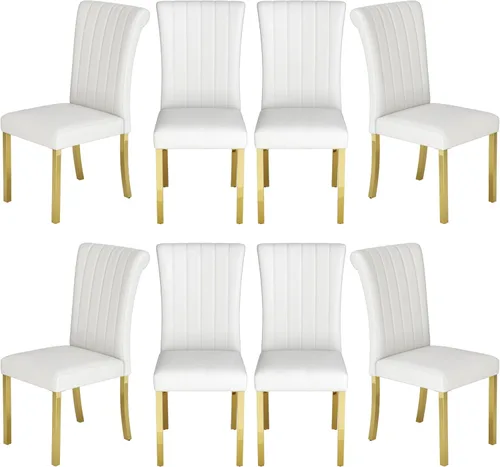 Vista 37 de Asday Upholstered Dining Chairs Set of 2, High Back Fabric Chairs, Beige Linen Fabric, High Back, Black Metal Legs