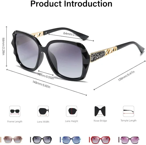 Vista 4 de Dollger Gafas de sol polarizadas de gran tamaño para mujer, modernas y clásicas, protección UV400