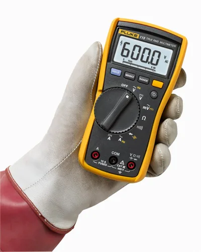 Vista 2 de Fluke 115 Multímetro digital, mide voltaje CA/CC hasta 600 V y corriente hasta 10 A, mide resistencia, continuidad, frecuencia y capacitancia