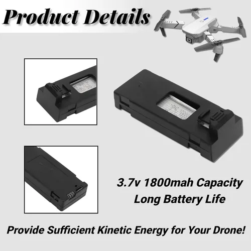 Vista 3 de VINGVO Baterías para drones – Juego de 5 baterías de litio de 3.7 V 1800 mAh, cable de carga, repuesto UAV para E88/E88PRO/E525PRO RC Drone