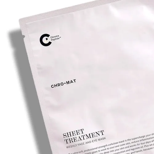 Vista 4 de CHROMAT Tratamiento de hojas – Paquete de 4 mascarillas – Mascarilla facial y de ojos con péptido de croma, Fucoreverse, Tens'Up y Lyocell