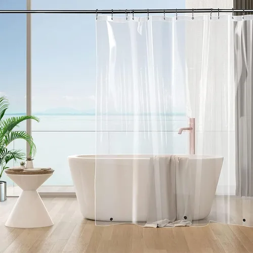 Vista 10 de Cortina de ducha corta transparente de 60 pulgadas de largo, forro de cortina de ducha corta de plástico EVA 7G, 60 pulgadas de largo para baño